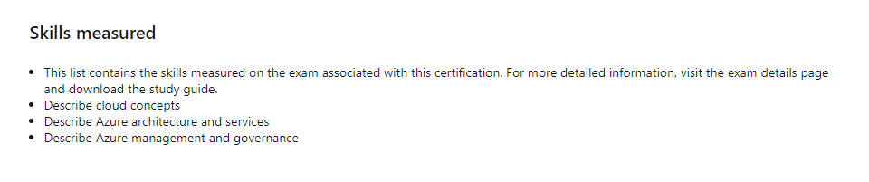 Microsoft - https://docs.microsoft.com/en-us/learn/ Skills measured